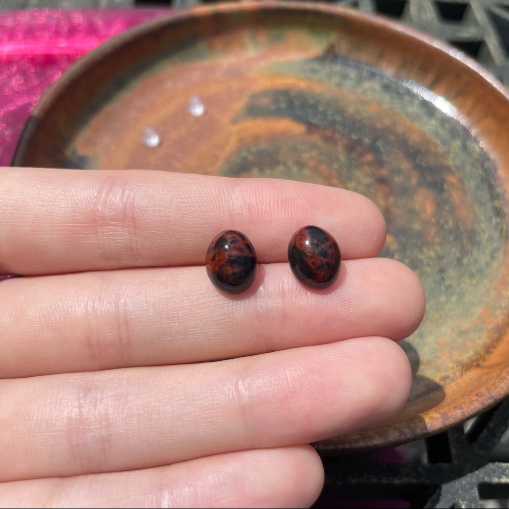 handmade red and black gemstone earrings